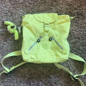 Kids Lime Green Backpack with Plush Keychain